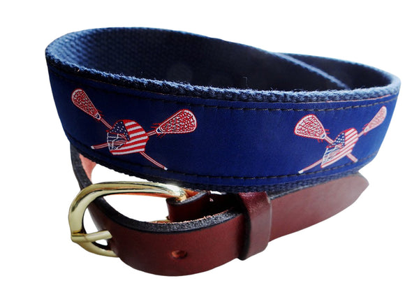 Men's Preppy Lacrosse Belt on Navy | Cotuit Casuals Exclusive