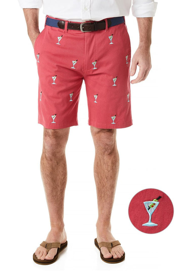 Embroidered Shorts by Castaway Clothing Martinis on Hurricane Red