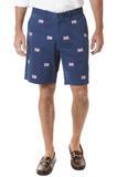 Embroidered shorts by Castaway Clothing American Flag on Atlantic Blue