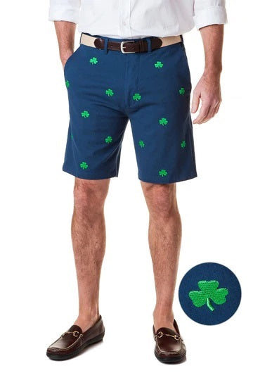 Men's Embroidered Shorts with Lucky Shamrock Design | Cotuit Casuals