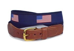 Men's love to wear a American flag ribbon belt  in red white and blue